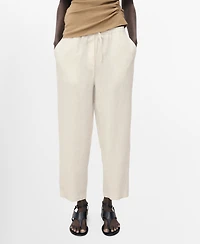 Mango Women's Drawstring Linen Pants