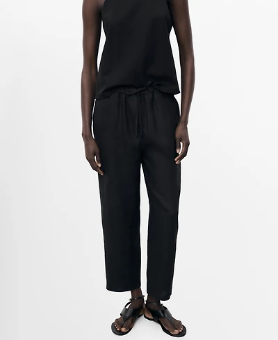 Mango Women's Drawstring Linen Pants