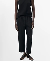 Mango Women's Drawstring Linen Pants