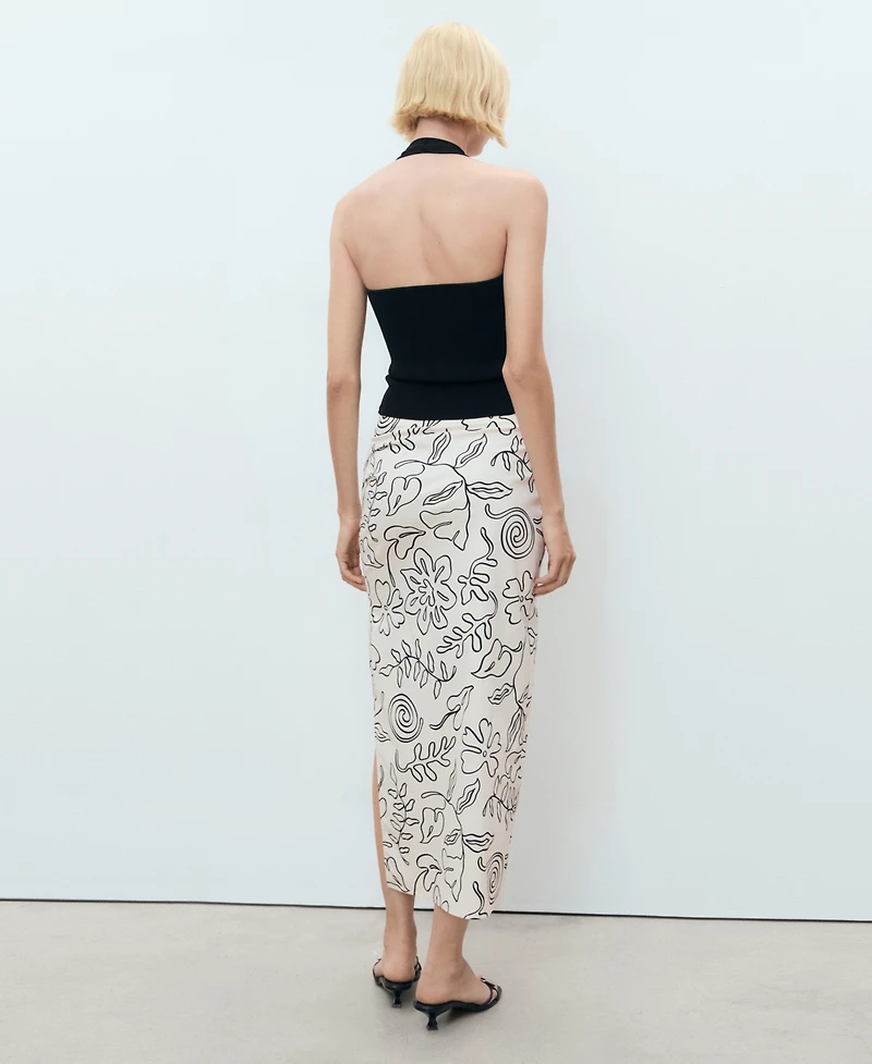 Mango Women's Slit Printed Long Skirt