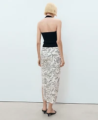 Mango Women's Slit Printed Long Skirt