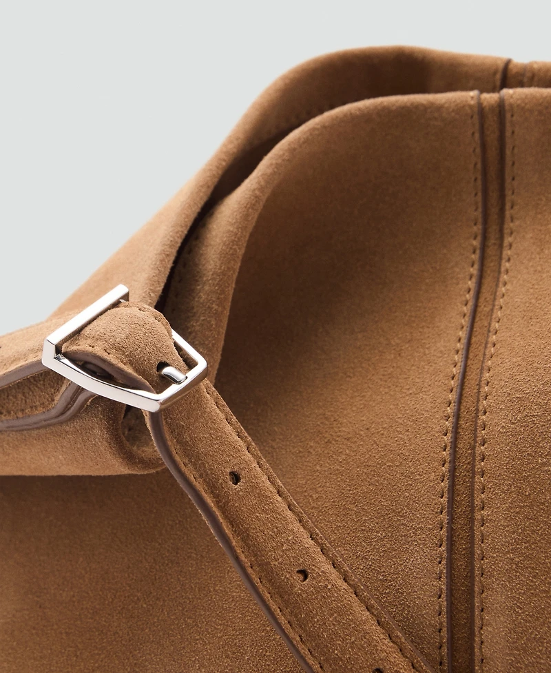 Mango Women's Leather Bucket Bag
