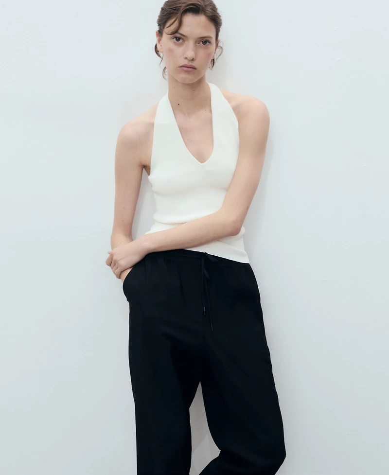 Mango Women's Drawstring Flowy Pants