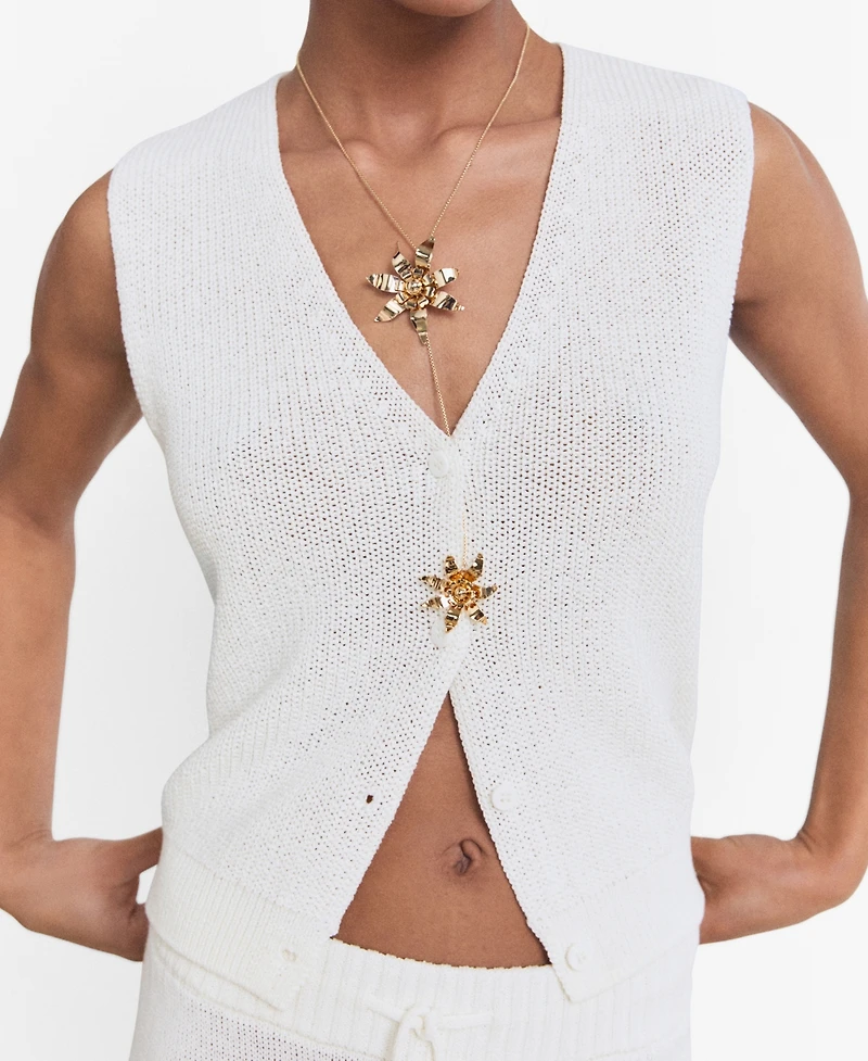 Mango Women's Openwork Knitted Sweater Vest