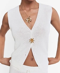 Mango Women's Openwork Knitted Sweater Vest