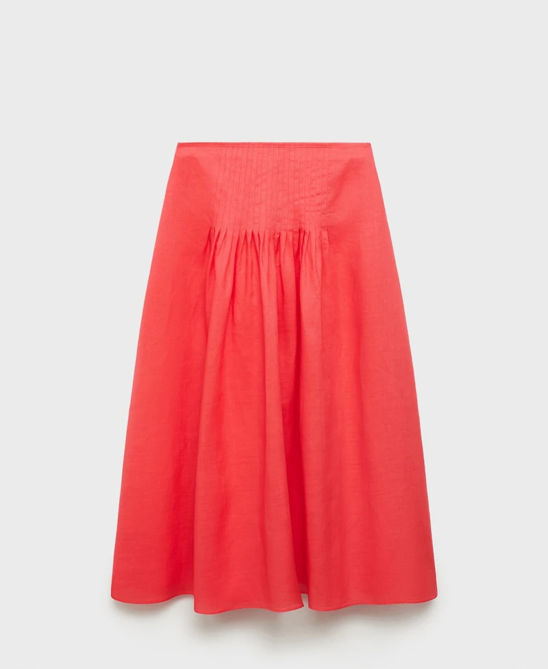 Mango Women's Ramie Pleated Skirt