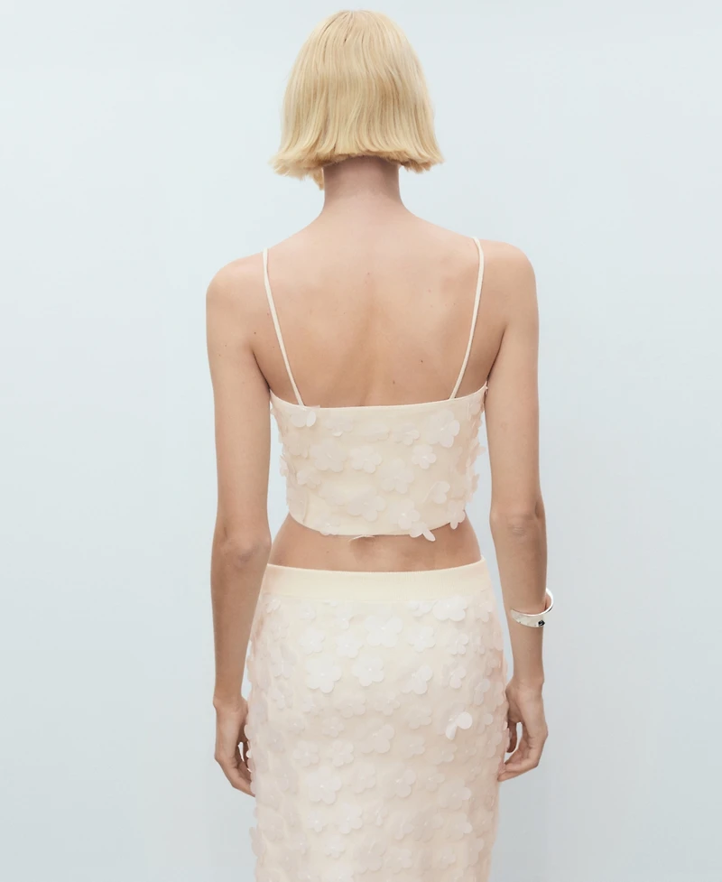 Mango Women's Embossed Floral Top