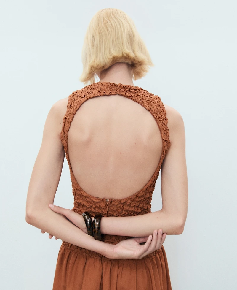 Mango Women's Combined Open-Back Textured Dress