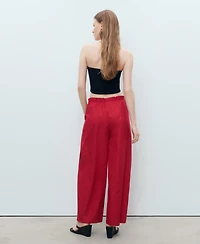 Mango Women's Paper Bag Cotton Pants