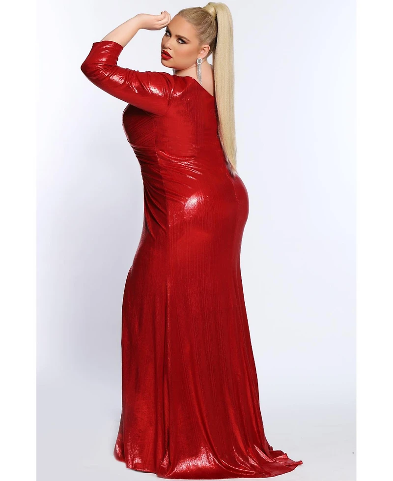 Celebrations by Sydney's Closet Women's Long Sleeve V-Neck Evening Gown