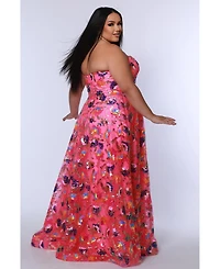 Johnathan Kayne for Sydney's Closet Women's Strapless Sweetheart Neckline Plus Size A-Line Evening Gown