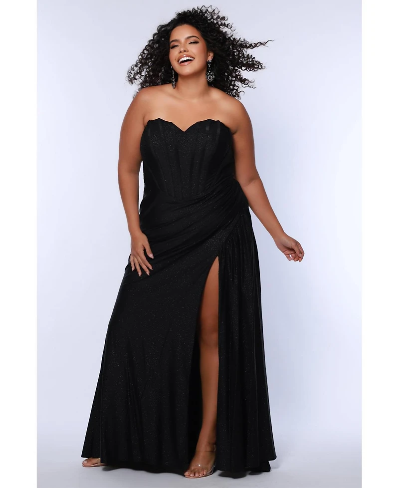 Sydney's Closet Women's Strapless Corset Slim Fitted Gown