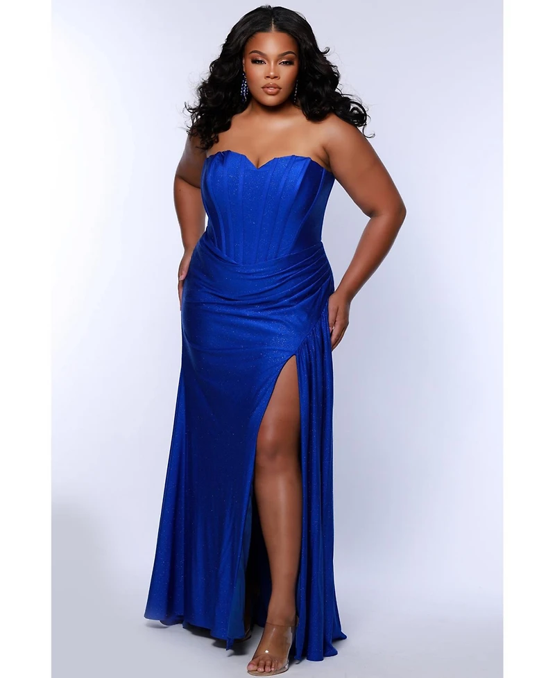 Sydney's Closet Women's Strapless Corset Slim Fitted Gown