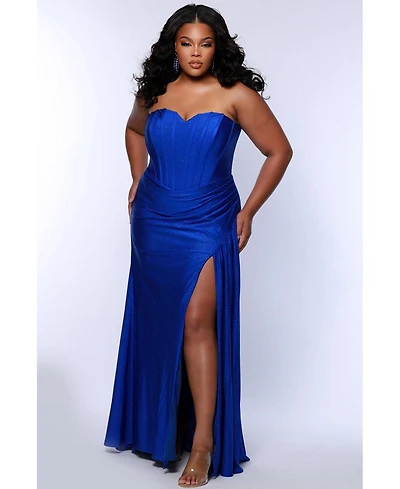 Sydney's Closet Women's Strapless Corset Slim Fitted Gown