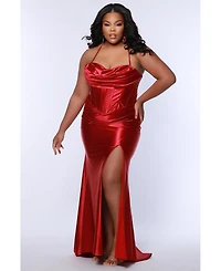 Sydney's Closet Women's Pleated Draped Sweetheart Neckline Slim Fitted Gown