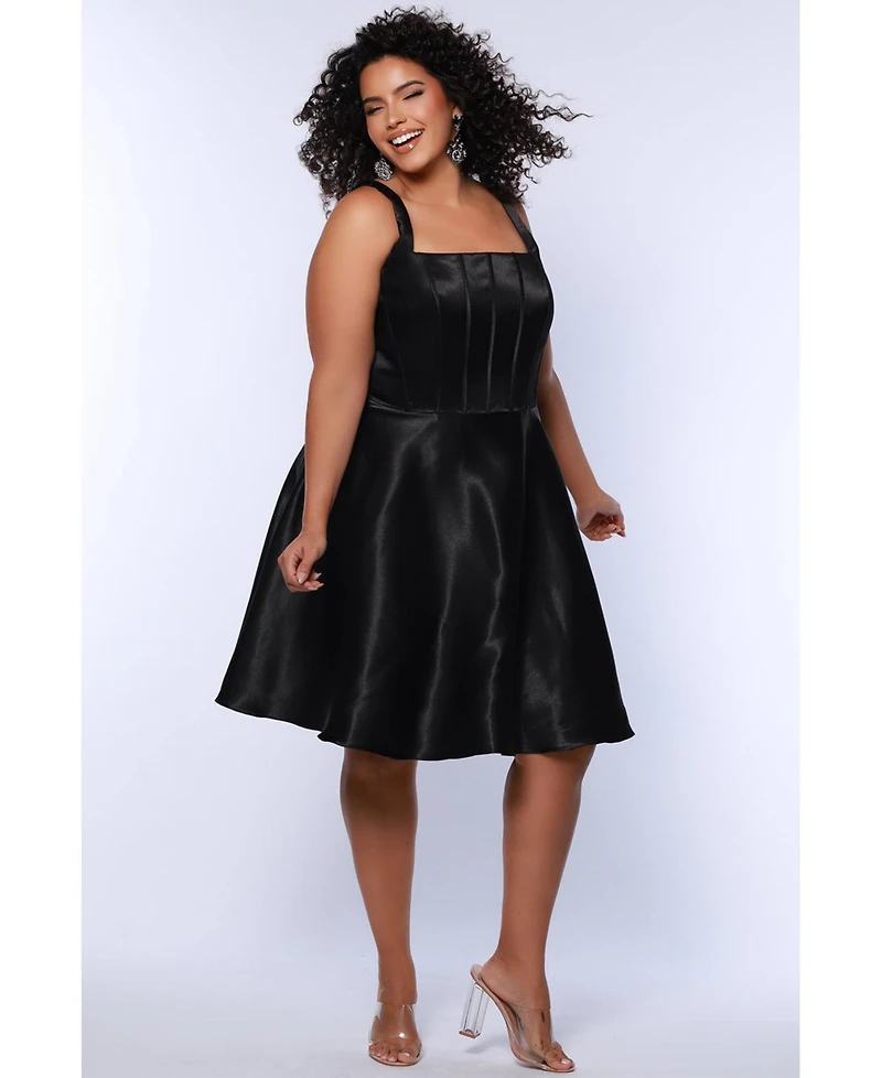 Sydney's Closet Women's Curvy Short Little Black Plus Party Dress with Pockets
