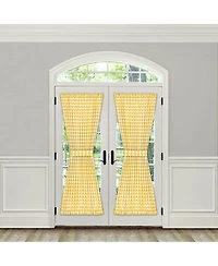 Kate Aurora Plaid Country Farmhouse French Door Curtain Panel With Matching Tieback - 25W x 40L, Yellow