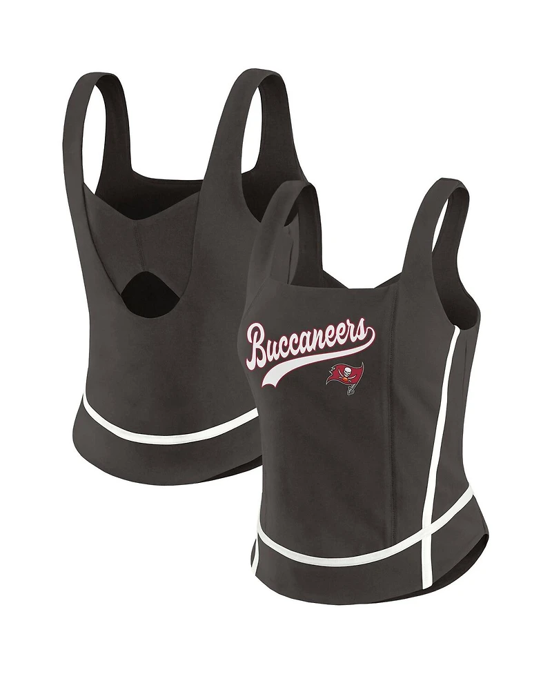 Wear by Erin Andrews Women's Pewter Tampa Bay Buccaneers Square Neck Tank Top