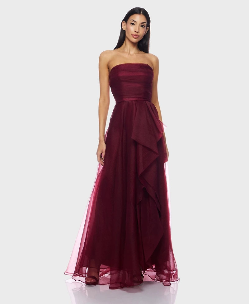 B Darlin Juniors' Asymmetric Drape Strapless Ball Gown, Created for Macy's