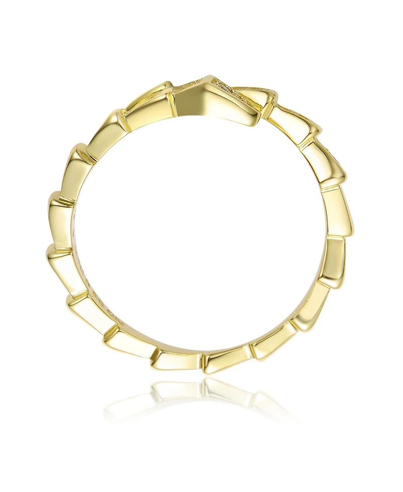 Rachel Glauber 14K Gold Plated with Clear Cubic Zirconia Modern Bypass Ring