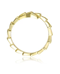 Rachel Glauber 14K Gold Plated with Clear Cubic Zirconia Modern Bypass Ring
