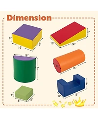 Gymax Toddler 6 Pcs Climber Play Set Indoor Foam Climb & Crawl Activity Blocks w/ Cover