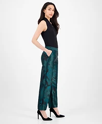 Anne Klein Women's Jacquard Mid-Rise Side-Zip Ankle Pants
