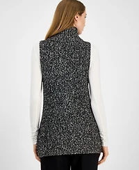 Anne Klein Women's Marled Faux-Leather-Trim Vest