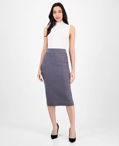 Anne Klein Women's Pull-On Cable-Stitch Midi Skirt