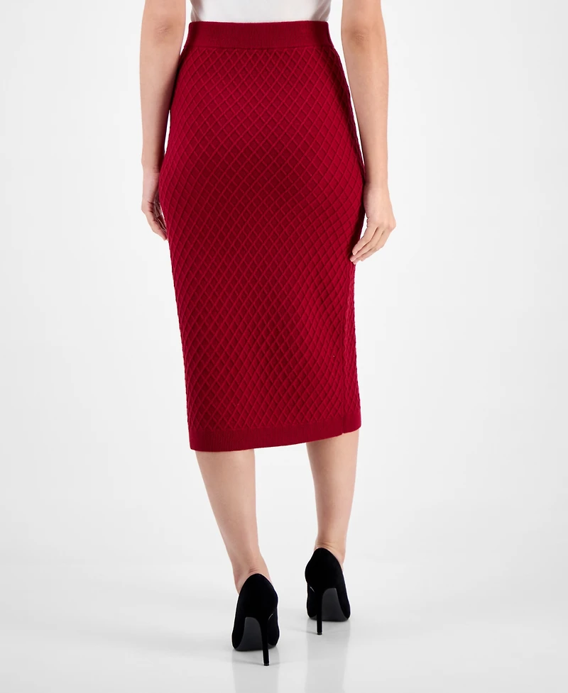 Anne Klein Women's Pull-On Cable-Stitch Midi Skirt