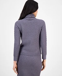 Anne Klein Women's Cable-Knit Long-Sleeve Scarf Sweater