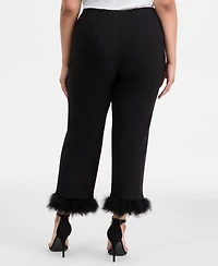 Anne Klein Plus Hollywood-Waist Feather-Cuff Pants