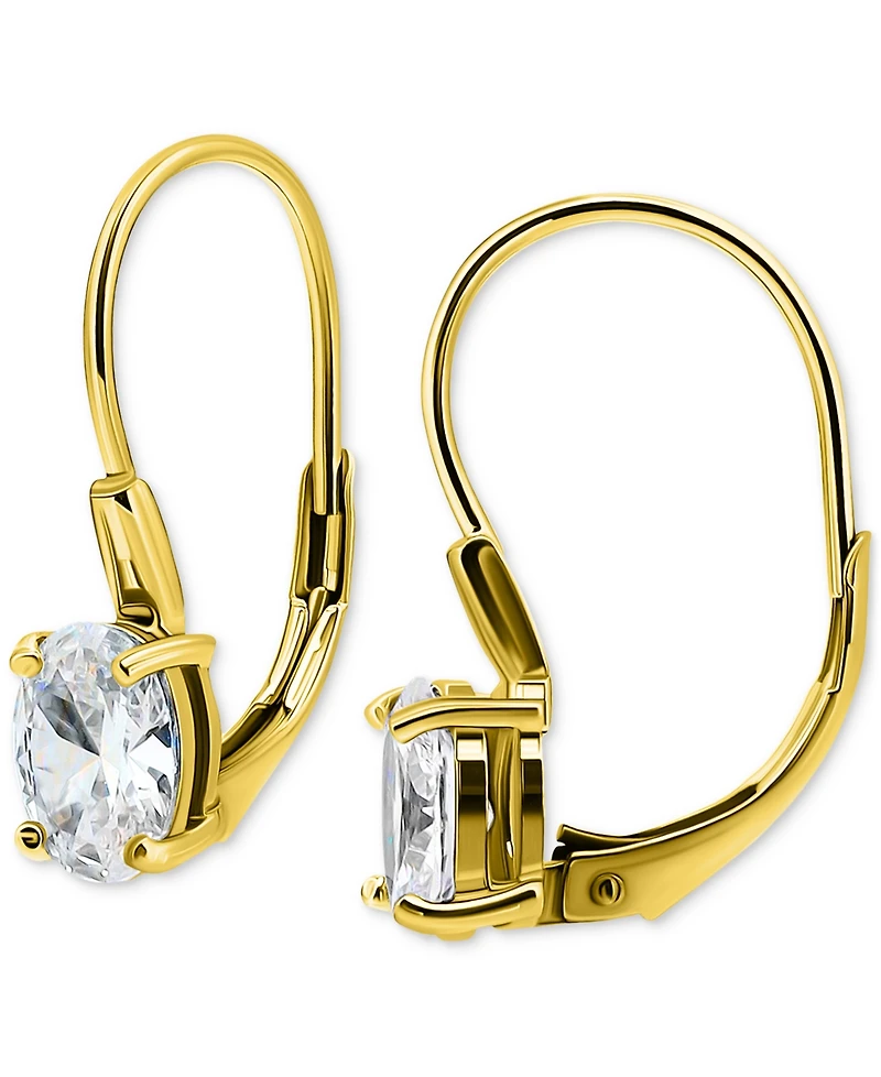 Giani Bernini Cubic Zirconia Oval Leverback Drop Earrings in 18k Gold-Plated Sterling Silver, Macy's Exclusive