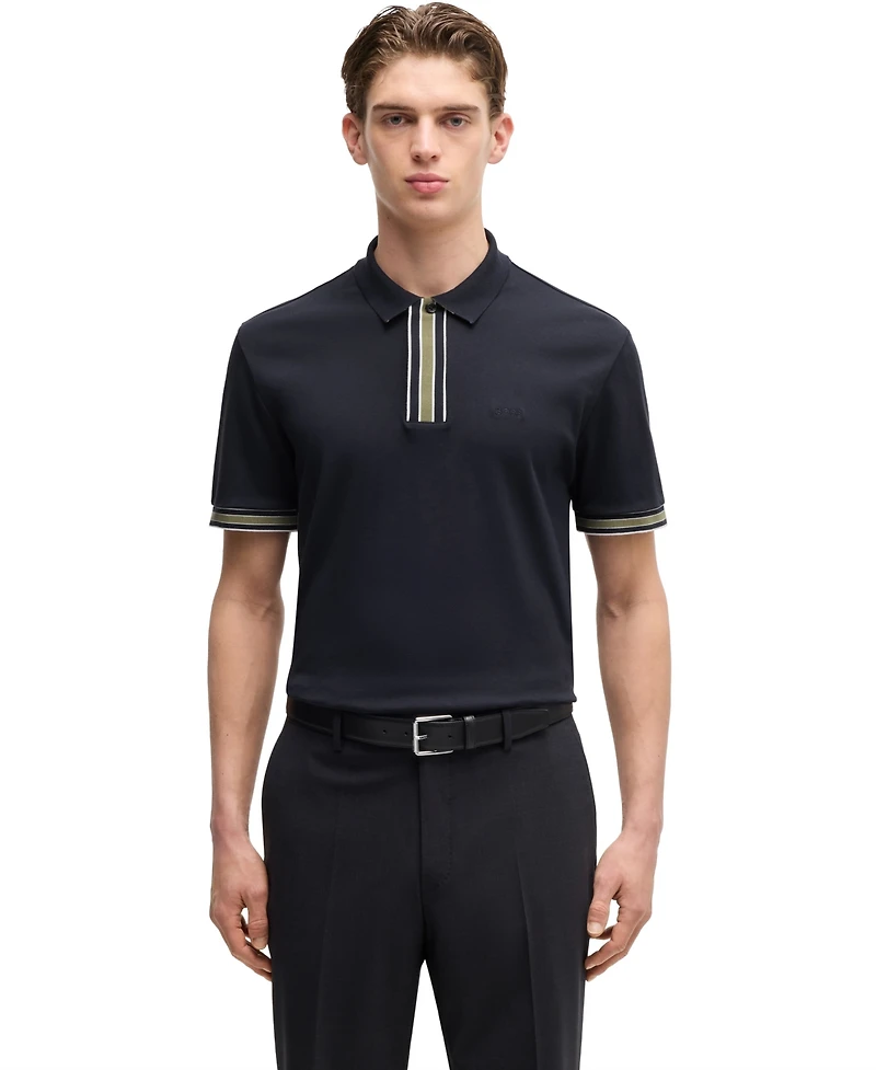 Boss by Hugo Men's Interlock-Cotton Contrast Tipping Polo
