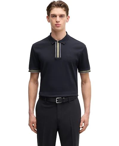 Boss by Hugo Men's Interlock-Cotton Contrast Tipping Polo