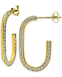 Giani Bernini Cubic Zirconia Channel-Set Oval Hoop Earrings Sterling Silver, Exclusively at Macy's