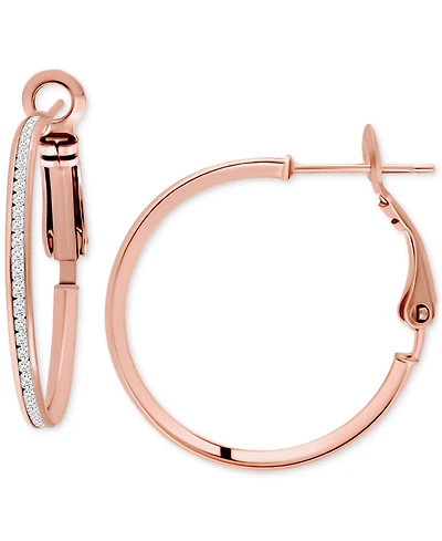 Giani Bernini Cubic Zirconia Channel Set Narrow Medium Hoop Earrings Sterling Silver, 1.2", Macy's Exclusive