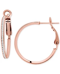 Giani Bernini Cubic Zirconia Channel Set Narrow Medium Hoop Earrings Sterling Silver, 1.2", Macy's Exclusive