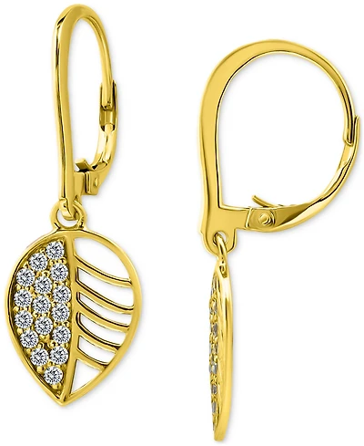 Giani Bernini Cubic Zirconia Leaf Drop Earrings in 18k Gold-Plated Sterling Silver, Macy's Exclusive