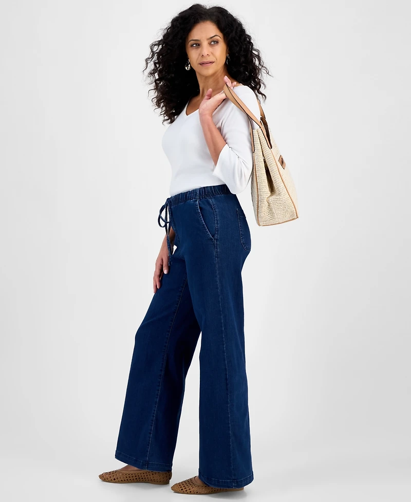 Style & Co Women's Wide-Leg Pull-On Jeans, Macy's Exclusive