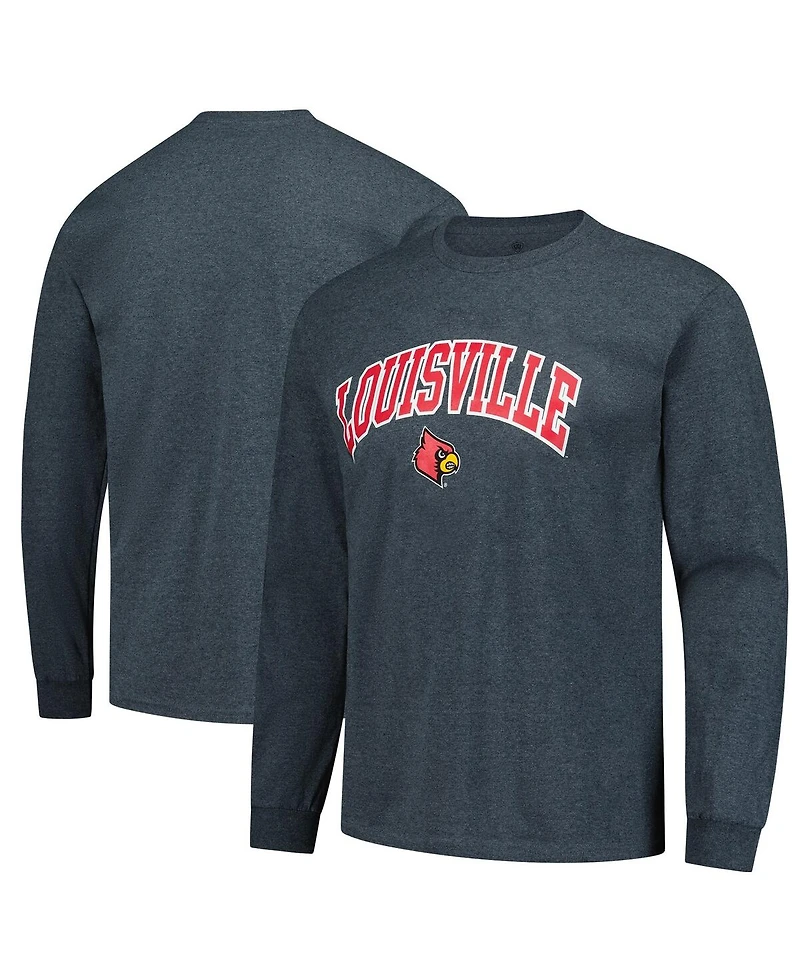 Fanatics Unlabeled Men's Heather Charcoal Louisville Cardinals Logo Long Sleeve T-Shirt