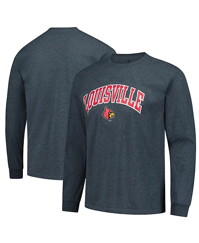 Fanatics Unlabeled Men's Heather Charcoal Louisville Cardinals Logo Long Sleeve T-Shirt