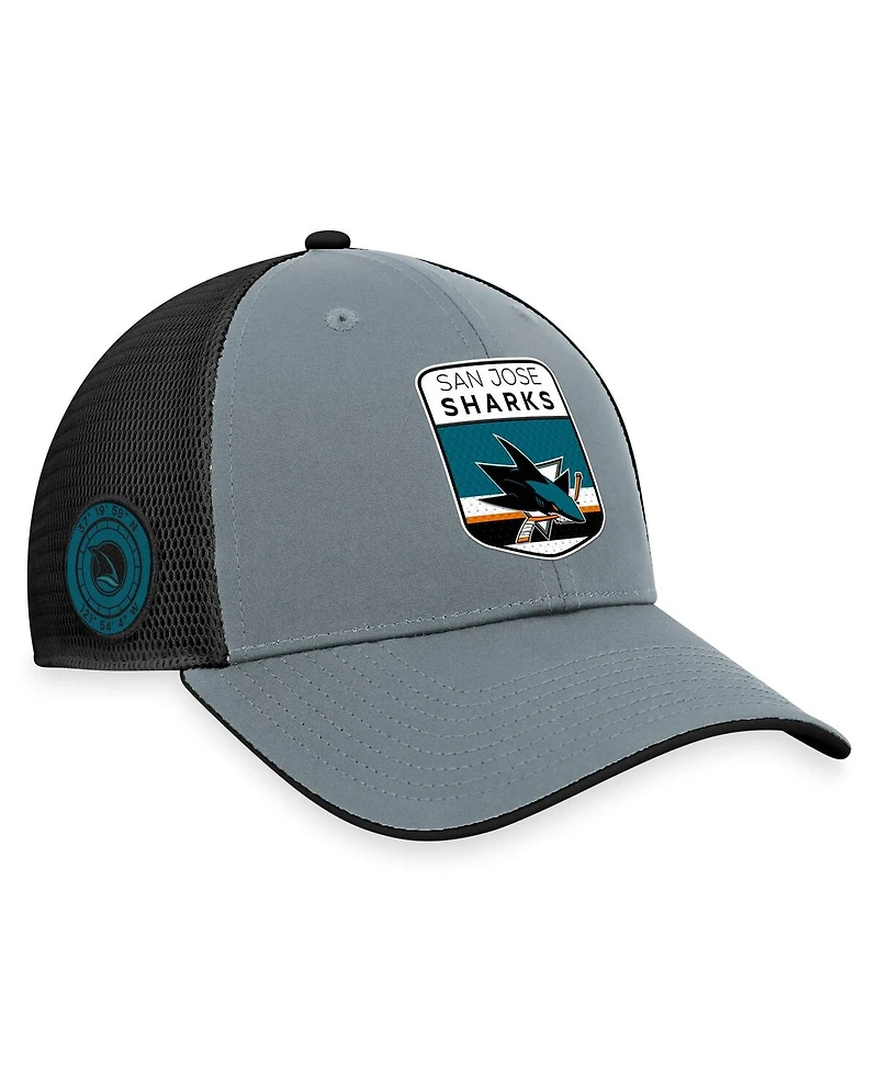 Fanatics Men's Gray/Black San Jose Sharks Authentic Pro Home Ice Trucker Adjustable Hat