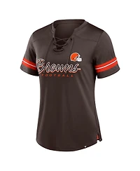 Fanatics Women's Brown Cleveland Browns Play Script Lace-Up T-Shirt