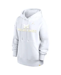 Jordan Women's White Michigan Wolverines Oversized Statement Phoenix Pullover Hoodie