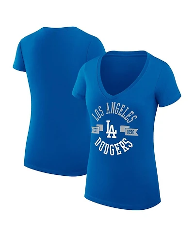 G-iii 4Her by Carl Banks Women's Royal Los Angeles Dodgers City Graphic V-Neck Fitted T-Shirt