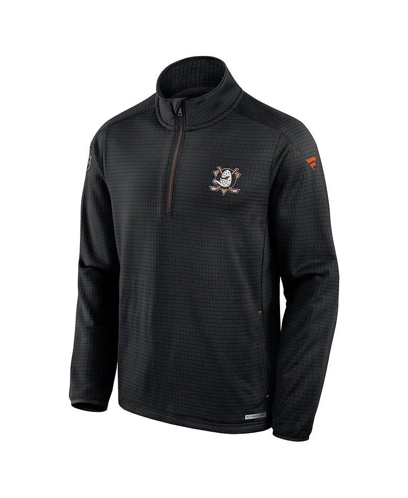 Fanatics Men's Black Anaheim Ducks Authentic Pro Rink Quarter-Zip Sweatshirt