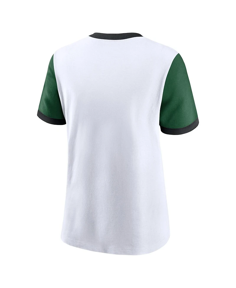 Nike Women's White New York Jets Rewind Ringer Tri-Blend T-Shirt