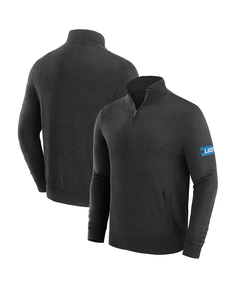 J. Palmer Men's Black Detroit Lions Franchise Quarter-Zip Sweater