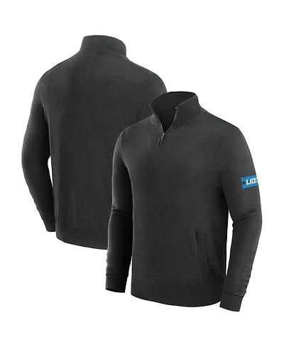 J. Palmer Men's Black Detroit Lions Franchise Quarter-Zip Sweater